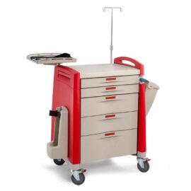 5 Layers Red Color Emergency Trolley