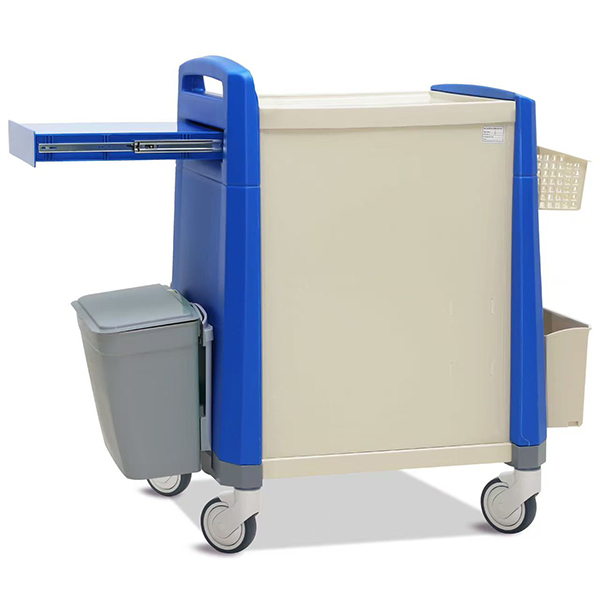 Blue Color Medical Emergency Cart on Wheels - Image 2
