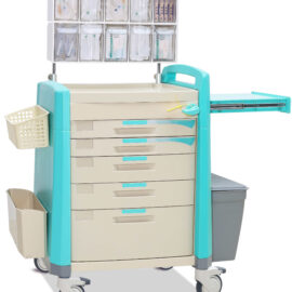 Green Anesthesia Cart With Multi Bin Organizer