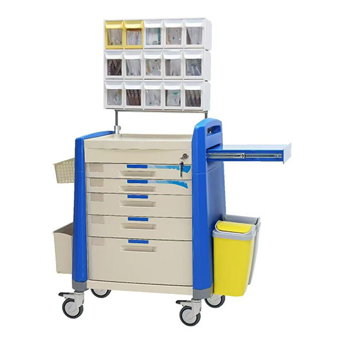 Blue Anesthesia Cart With Multi Bin Organizer - Image 2
