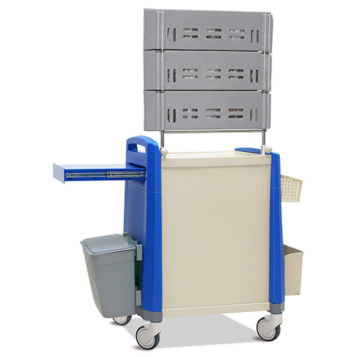 Blue Anesthesia Cart With Multi Bin Organizer - Image 3