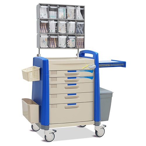 Blue Anesthesia Cart With Multi Bin Organizer - Image 4